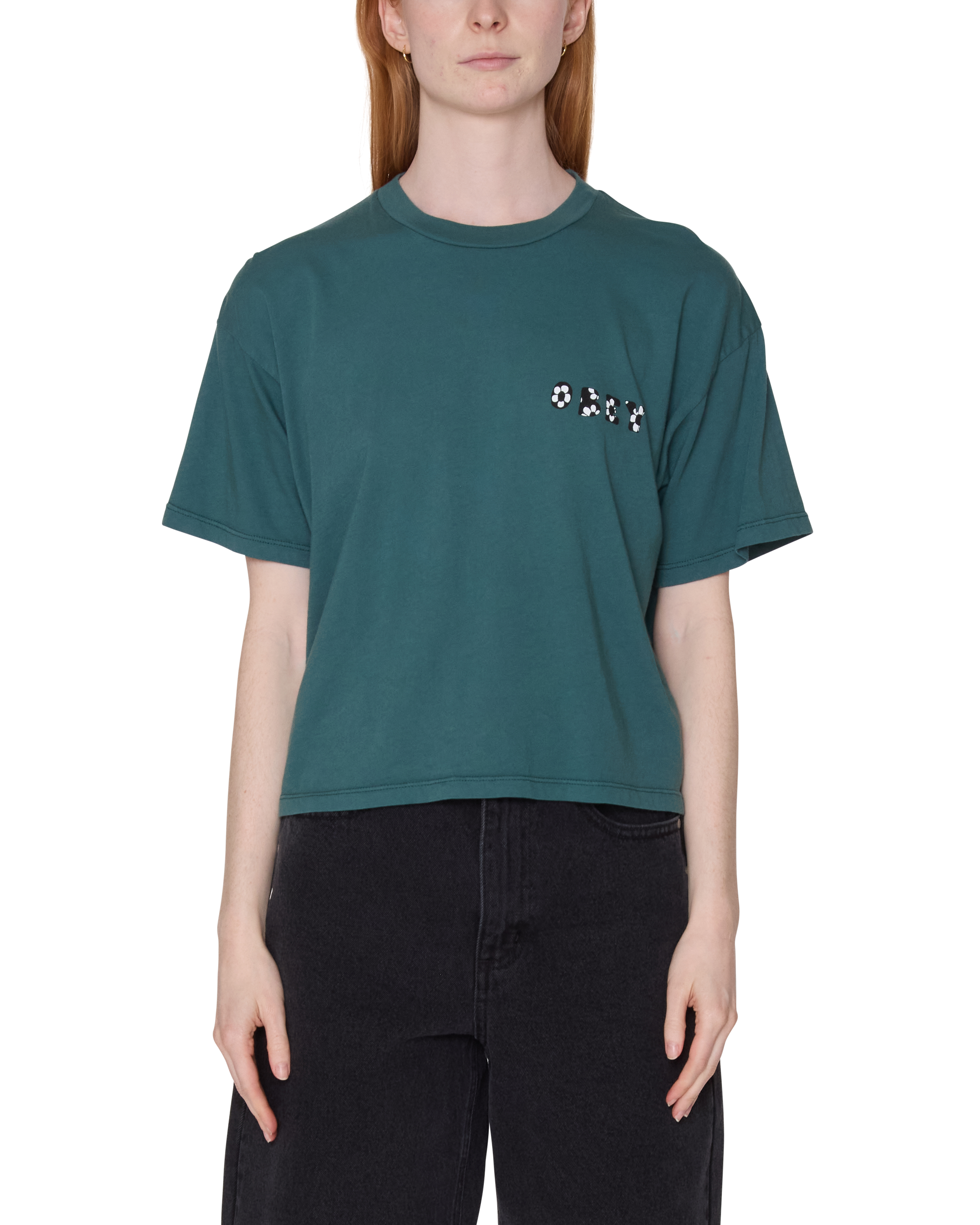 Obey Forget Me Not Shirt Jasper Green Damen Print T-Shirt grün